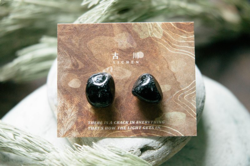 CRACK | 礦物系耳環 |  EARRINGS - 耳環/耳夾/耳骨夾 - 玉石 黑色