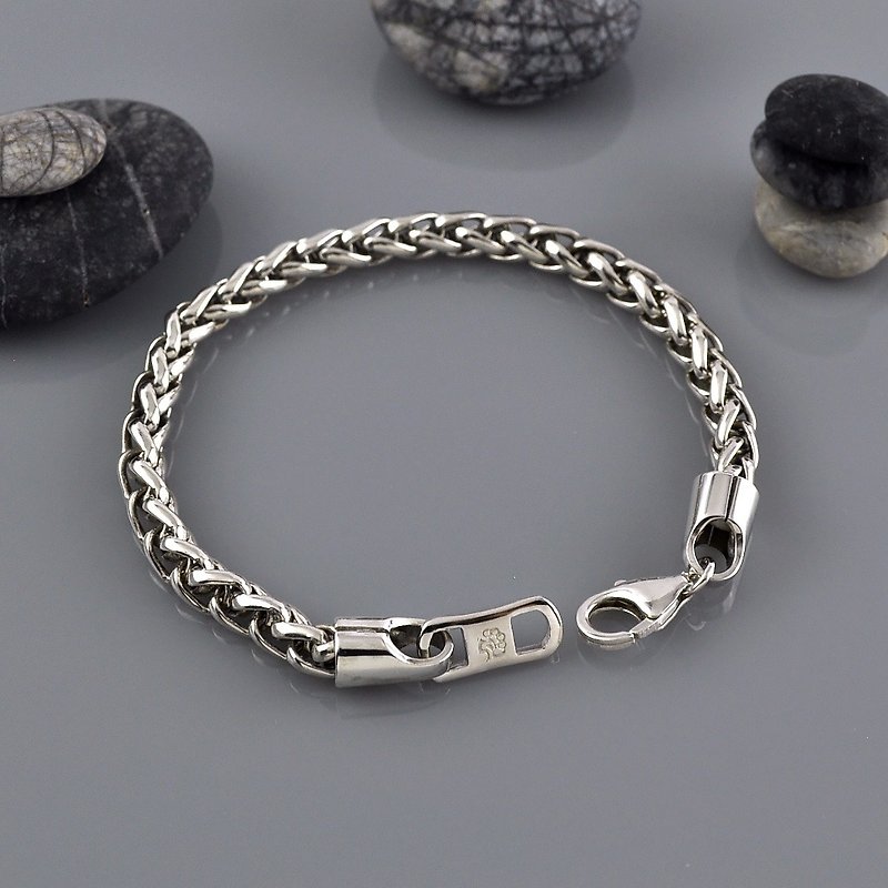 Sterling Silver Round Wheat Chain Bracelet ,SV925 - Bracelets - Sterling Silver Silver