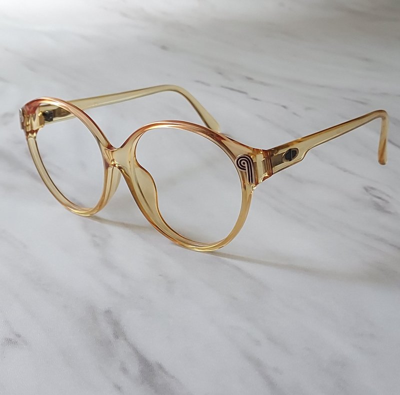 1960's Christian Dior French classic •Light orange malt amber arc plastic frame antique glasses - Glasses & Frames - Plastic 