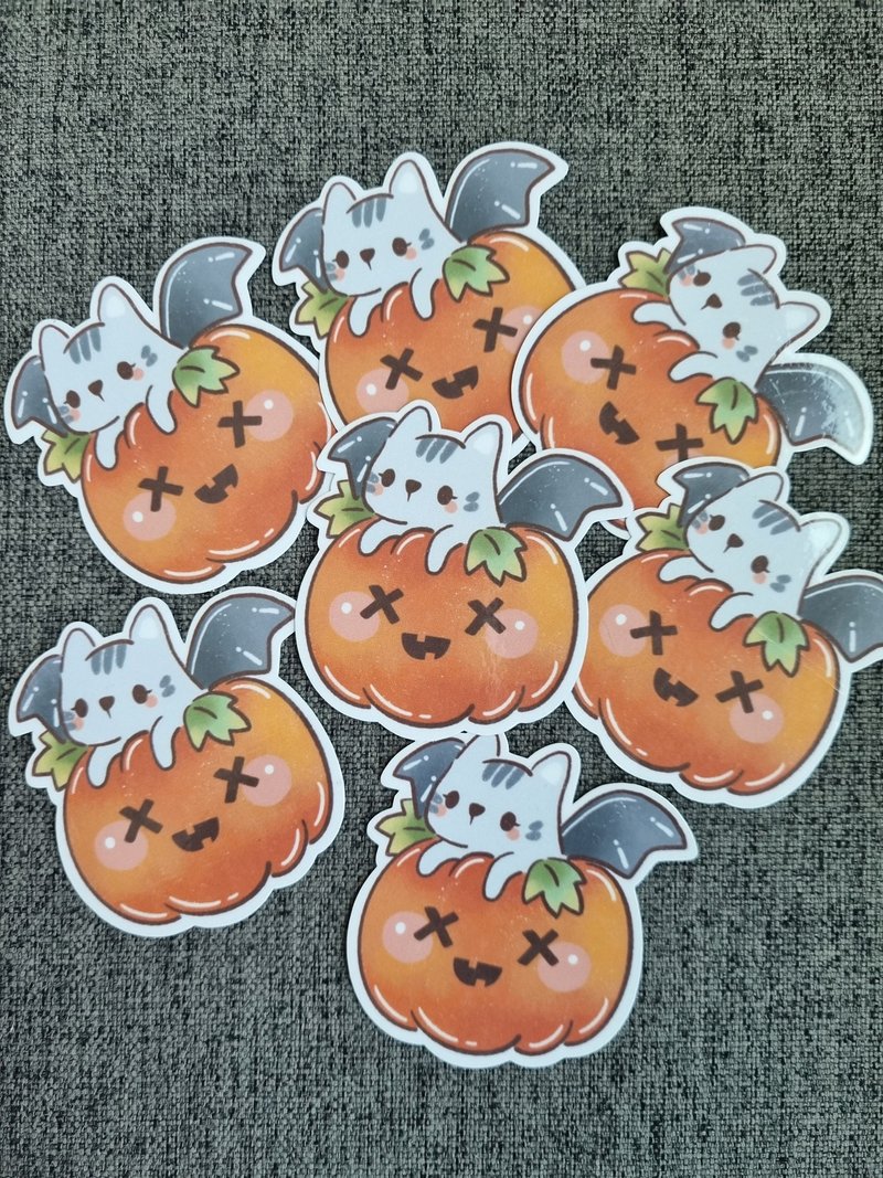 A Gray bat cat in halloween day. Die-cut stickers. - สติกเกอร์ - พลาสติก หลากหลายสี