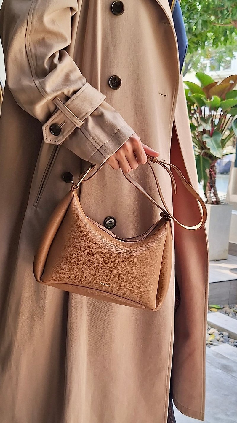 Paris internet celebrity Polene bag - Messenger Bags & Sling Bags - Genuine Leather Brown
