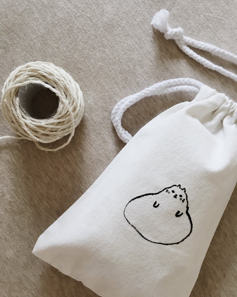 No Foot Mishima Handmade Silk Print Canvas Bundle (Medium) - Toiletry Bags & Pouches - Cotton & Hemp White