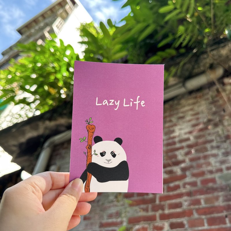 Daily a HA postcard/card Power Panda Ah Q Lazy Life (Purple) - Cards & Postcards - Paper Purple