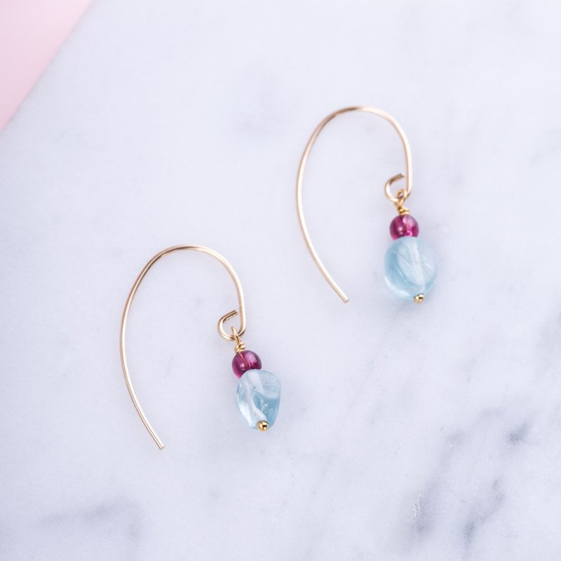 Red Garnet, Apatite, 925 sterling silver findings Natural Gemstone Crystal Earri - ต่างหู - เครื่องเพชรพลอย สึชมพู