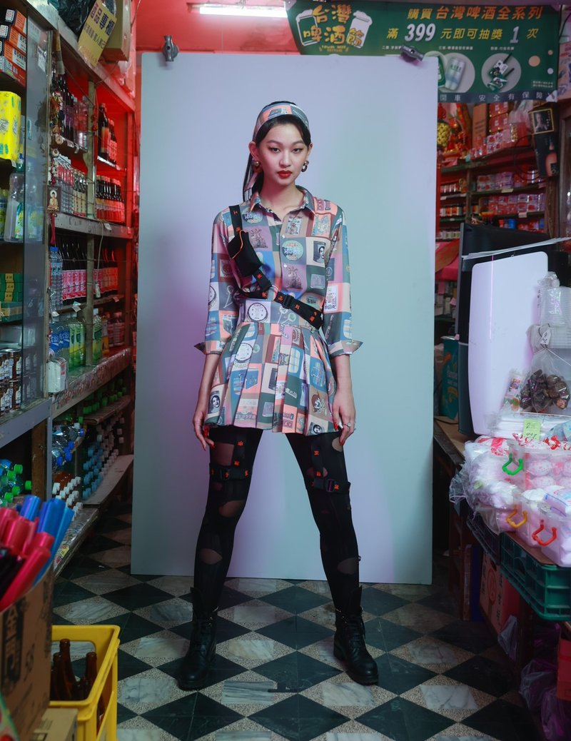 21AW   柑仔店印花迷你裙 - 裙子/長裙 - 聚酯纖維 多色