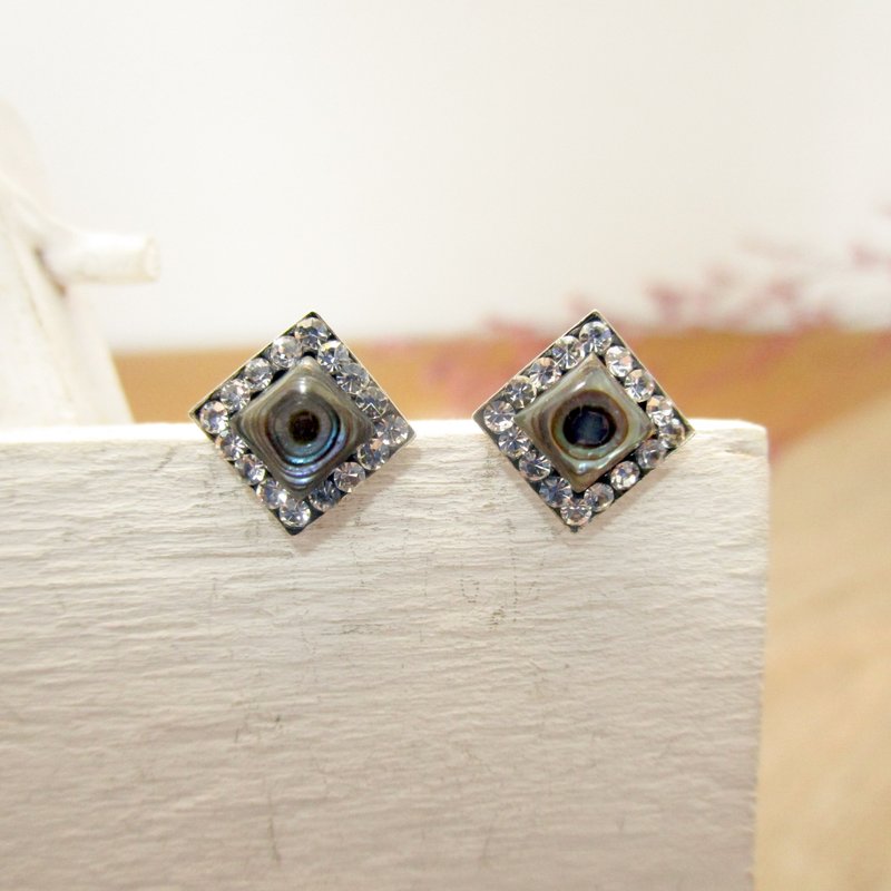 [Spring is coming] Sterling silver design earrings with Stone+ abalone shell (ear needles) - ต่างหู - หิน หลากหลายสี