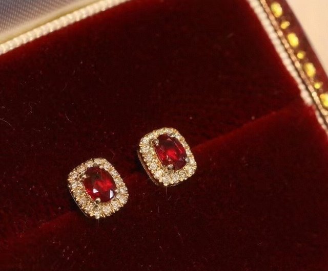 【途切れない輝き】【定価18万】 ルビー ダイヤモンド ピアス 【無含浸】 天然の輝き 【1.0ct】 S-14-1-1 天然ルビー ピアス 0.15～0.9ct(Total) ラウンド／バフトップ 18金