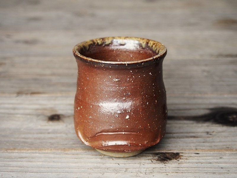 Bizen cup (small) [sesame wave] _ y3-014 - Teapots & Teacups - Pottery Brown
