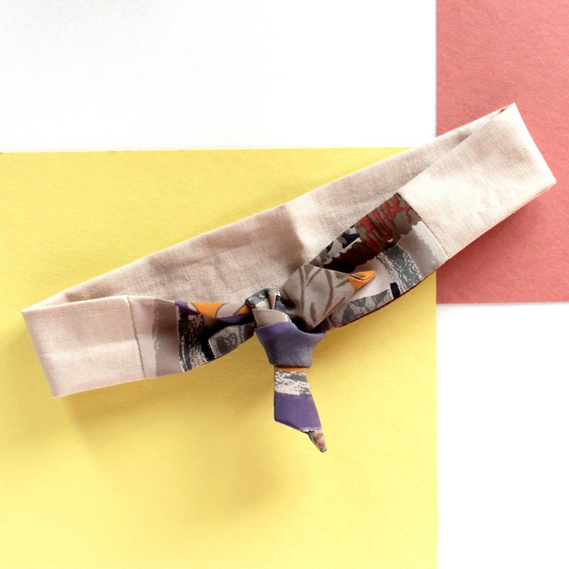 Soft and hard wire braided khaki totem - ที่คาดผม - ผ้าฝ้าย/ผ้าลินิน สีกากี
