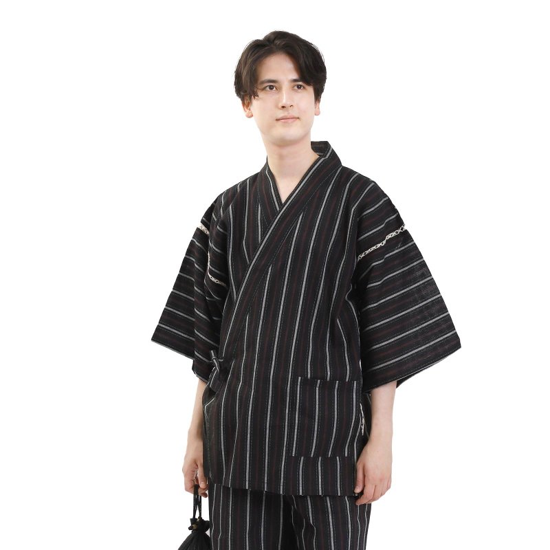 Men's cotton linen jinbei single item ML LL wn15 (jinbei, jinbei, relaxing wear, men's kimono, loungewear, nightwear, pajamas, summer wear) - ชุดนอน/ชุดอยู่บ้าน - ผ้าฝ้าย/ผ้าลินิน สีเทา