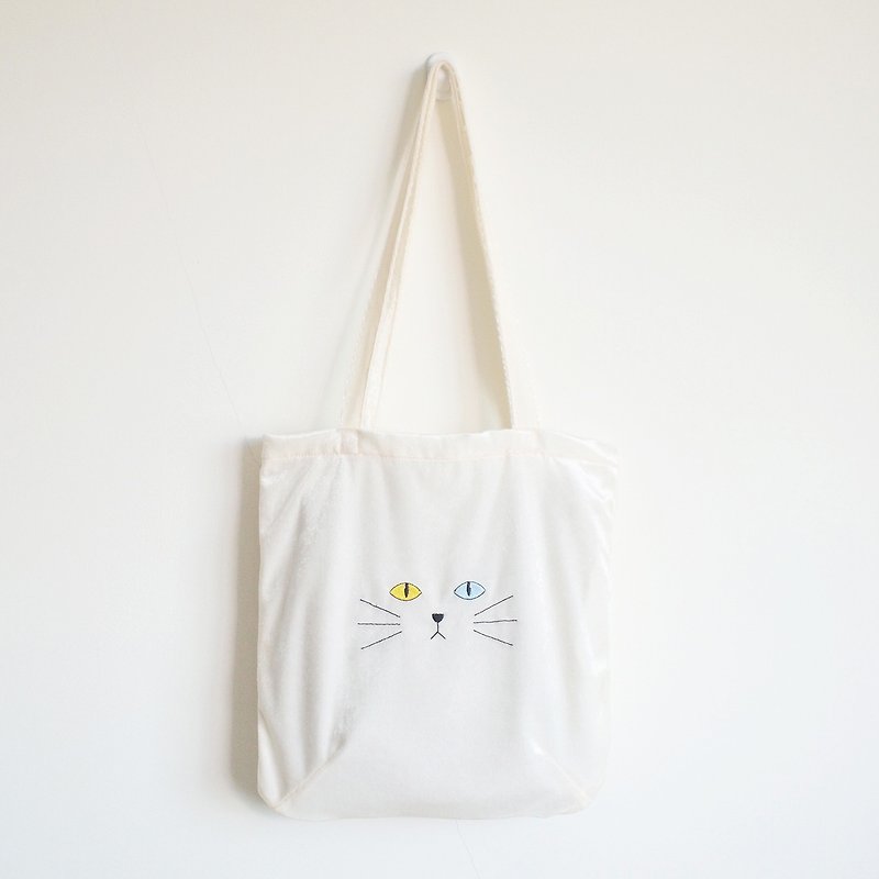 'khao manee' cat tote bag - 側背包/斜孭袋 - 聚酯纖維 白色