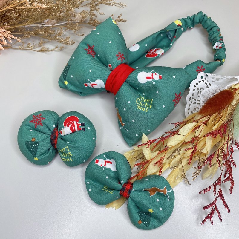 -Baby Yushou Studio-Christmas Snowflake Handmade Hairband Handmade Pengpeng Clip - หมวกเด็ก - ผ้าฝ้าย/ผ้าลินิน 