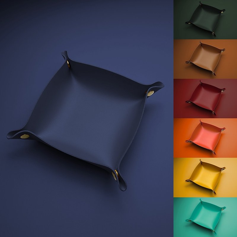 Faux Leather Storage Multicolor - 【ENABLE】Waterproof foldable leather storage tray/jewelry desktop storage box