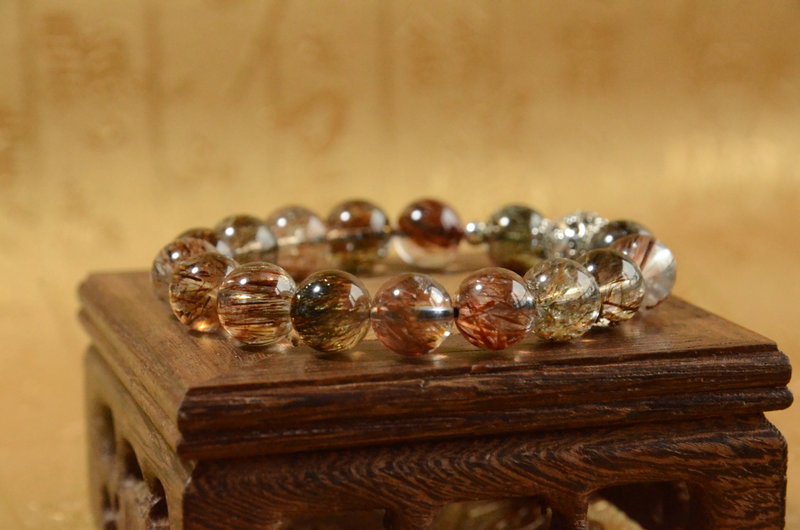 【星藏】收藏級天然冰透黑金超七順紋手串手鏈 - 手鍊/手環 - 水晶 