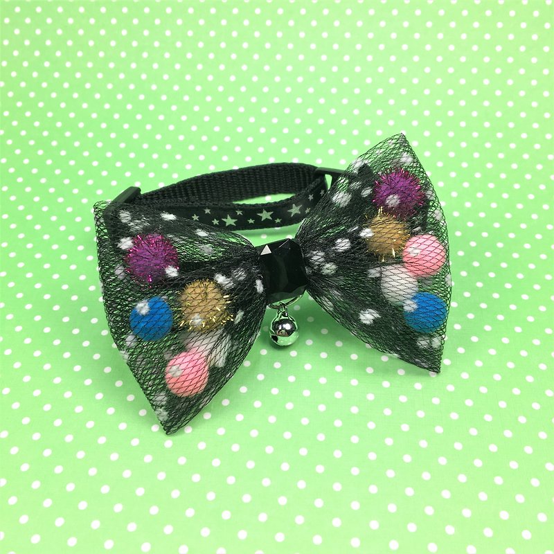 BAO cat black mesh bow collar collar pet collar * attention store to take the freight coupon - ปลอกคอ - เส้นใยสังเคราะห์ สีดำ