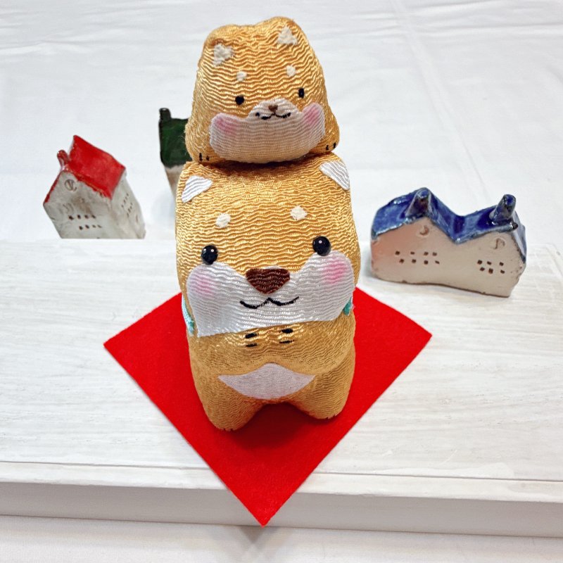 京都縮緬手作擺飾－親子柴犬 - 擺飾/家飾品 - 陶 