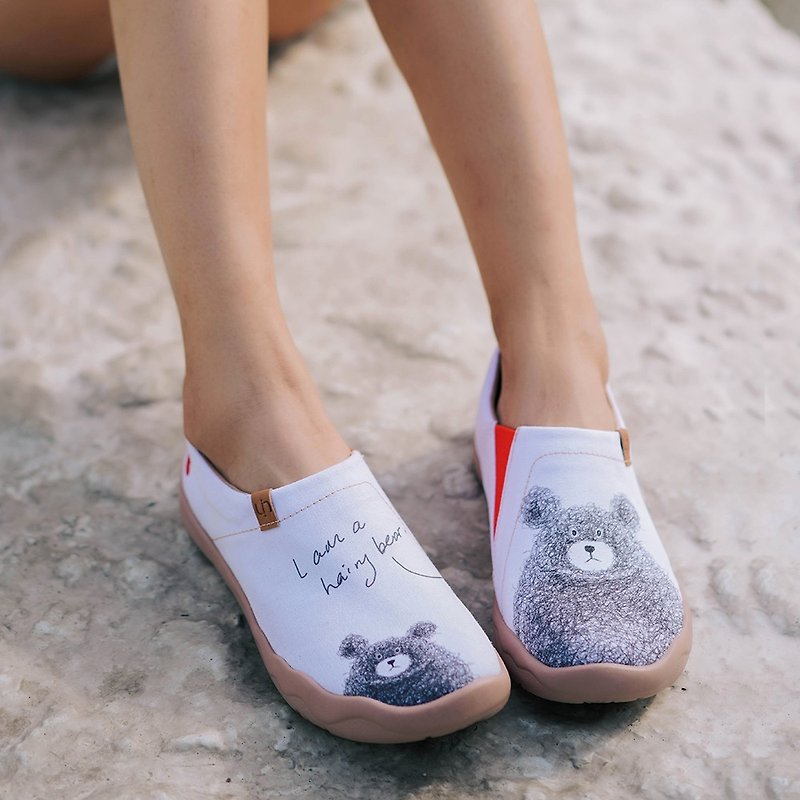 【Uin】Spanish Original Design | Guardian Bear Painted Casual Women's Shoes - Women's Casual Shoes - Other Materials White
