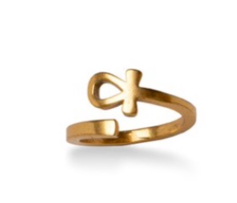 Ancient Egyptian life symbol ring - แหวนทั่วไป - โลหะ สีทอง