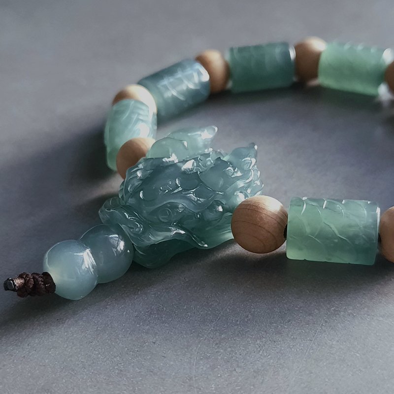 Dragon Bracelet Bracelet | Guatemala Jadeite - สร้อยข้อมือ - หยก สีน้ำเงิน