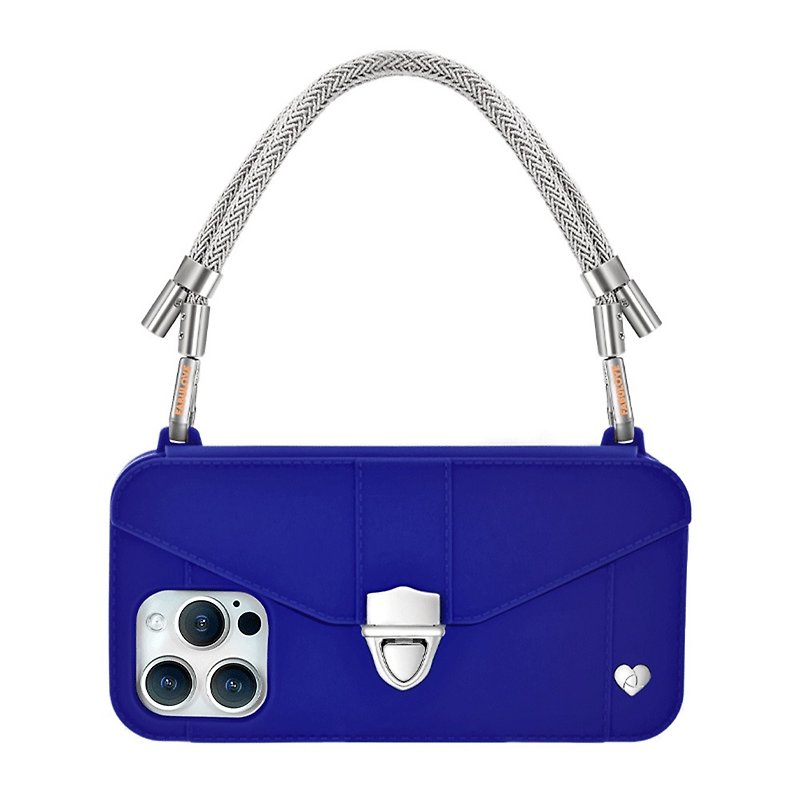 Hong Kong Design Mobile Phone Bag-Aura【Silver Strap + Royal Pursecase】 - Phone Cases - Eco-Friendly Materials Blue