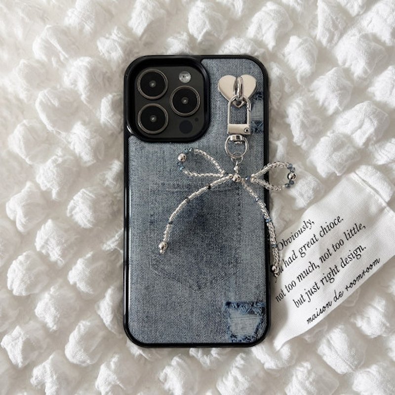 Blue Jeans - Simple Vintage Denim Phone case - Phone Cases - Plastic Black