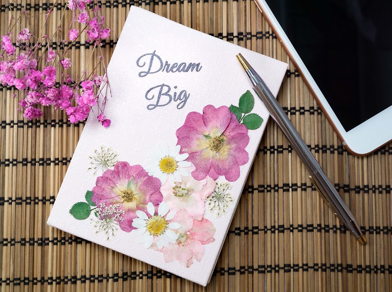 Personalized pressed flower journal/real flower notebook/hardcover notebook - Notebooks & Journals - Plants & Flowers Pink