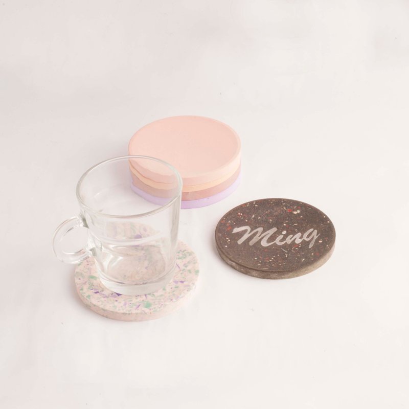 |woohuang| Customized Monochrome Stone Inner Coaster Wedding Small Souvenirs - ที่รองแก้ว - ปูน สึชมพู