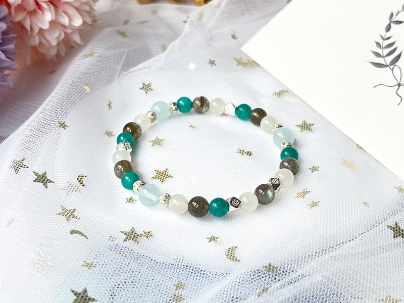 【翡雲】天河石 海藍寶 月光石 月亮石 925純銀設計手鍊 - 手鍊/手環 - 水晶 多色