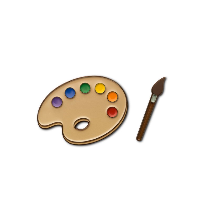 Enamel Pin Paintbrush and Palette - 徽章/別針 - 琺瑯 卡其色