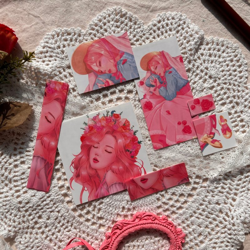 Rose sticker set - สติกเกอร์ - กระดาษ สึชมพู