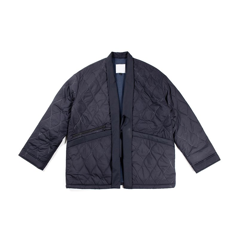 oqLiq - Nature Blessing - Japanese blouse with water pockets (dark blue gourd) - Men's Coats & Jackets - Other Materials Blue