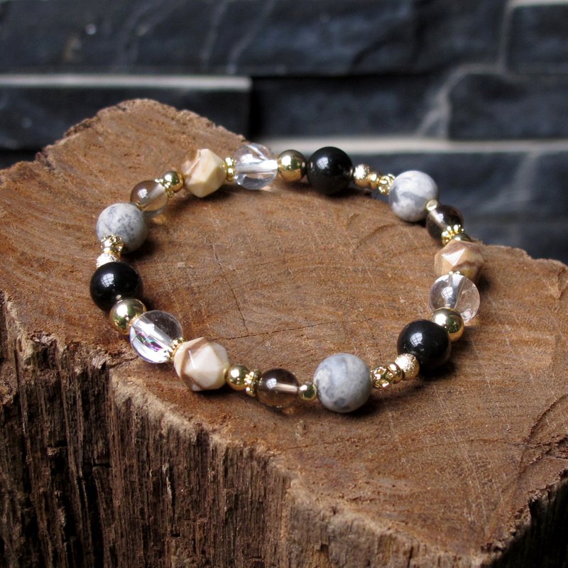 Avoid evil and ensure safety∣ Map Stone Obsidian Citrine Bracelet - สร้อยข้อมือ - เครื่องประดับพลอย สีนำ้ตาล