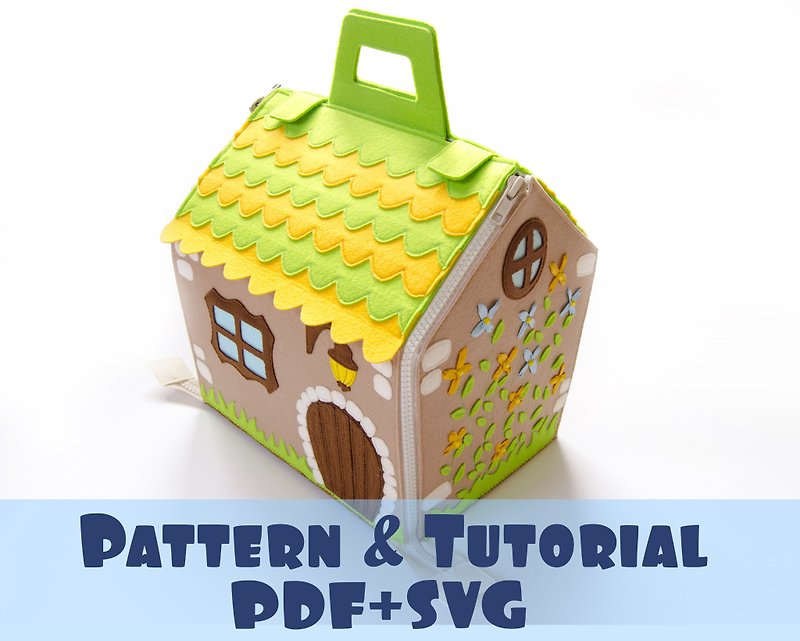 PDF Pattern and Tutorial, Fairy doll house from felt - 編織/刺繡/羊毛氈/縫紉 - 環保材質 綠色