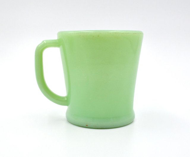 FIRE KING Emerald Green Glass D-Handle Coffee Cup 60s Jadeite