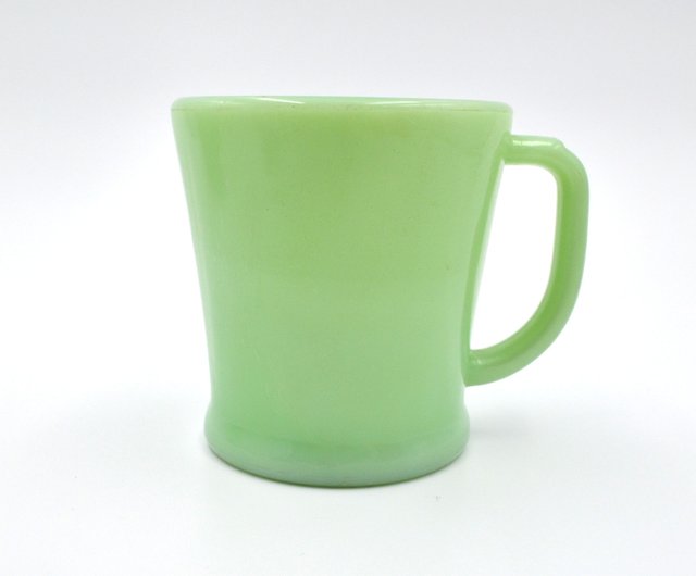 FIRE KING Emerald Green Glass D-Handle Coffee Cup 60s Jadeite