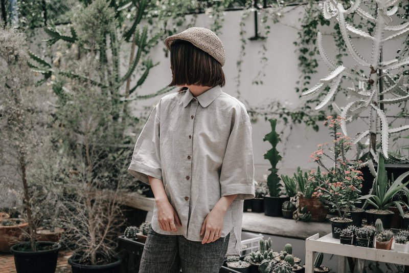 Oliver oversize linen Shirt : light grey - Women's Shirts - Cotton & Hemp Gray
