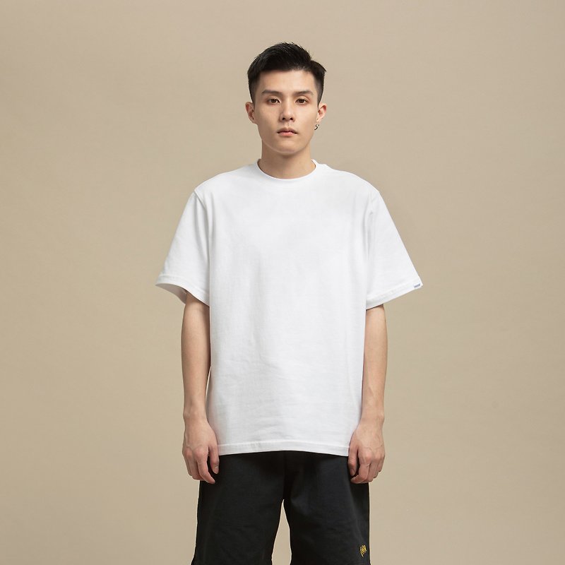 THREADESIGN Pure cotton round neck basic simple solid color short-sleeved t-shirt - เสื้อฮู้ด - ผ้าฝ้าย/ผ้าลินิน ขาว