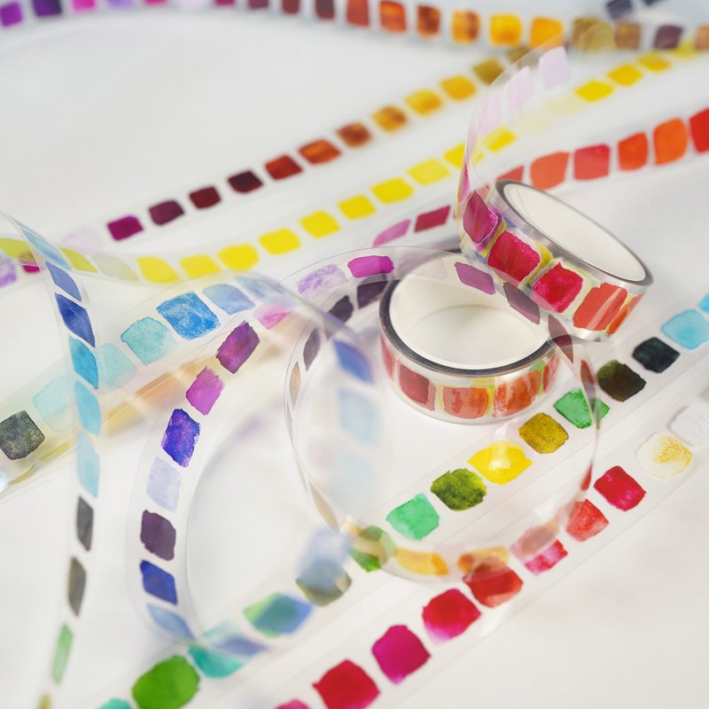 【My 108 Watercolour Colour Palette】PET Decorative Masking Tape - Washi Tape - Plastic Multicolor