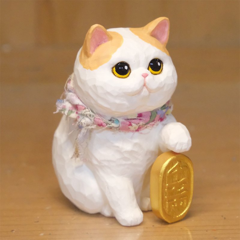 Lucky Garfield 【Want to Pet Statue Series】 - ตุ๊กตา - เรซิน ขาว