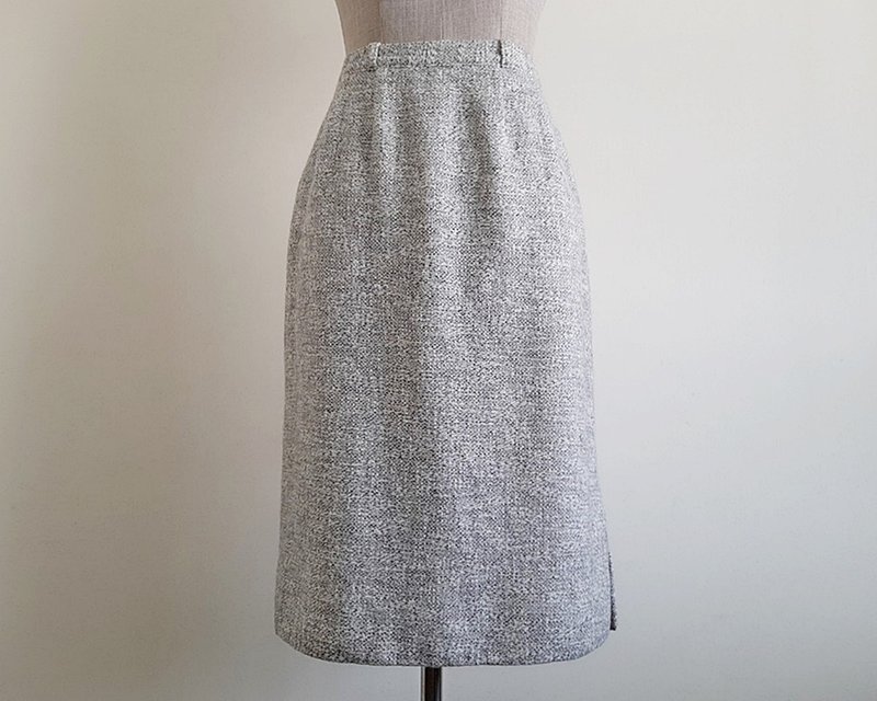 24 Waist Vintage JEAN LOUIS SCHERRER Gray Wool Skirt Womens Knee Length Skirt XS - 裙子/長裙 - 其他材質 灰色