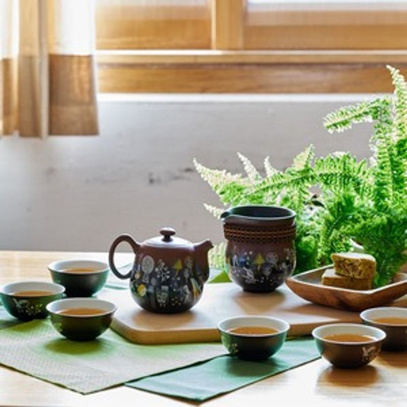 Tao Zuo Fang│ Wu Xiao Ru x Xi Yong Er Tao Pu Series - Tea Ceremony Satisfy Pot Gift Set (Black Red) - Teapots & Teacups - Other Materials Black