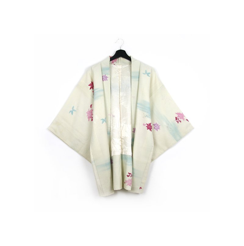 グリーン・ジャパンに戻る羽織/ヴィンテージの着物 - ジャケット - シルク・絹 