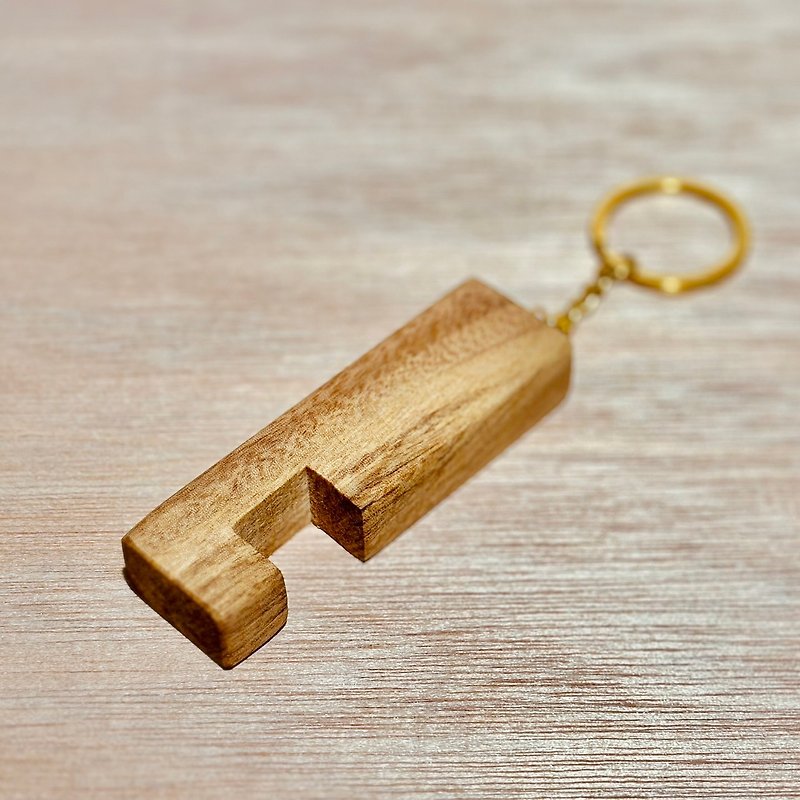Camphor wood mobile phone holder key ring/engraving service provided - Phone Stands & Dust Plugs - Wood Brown