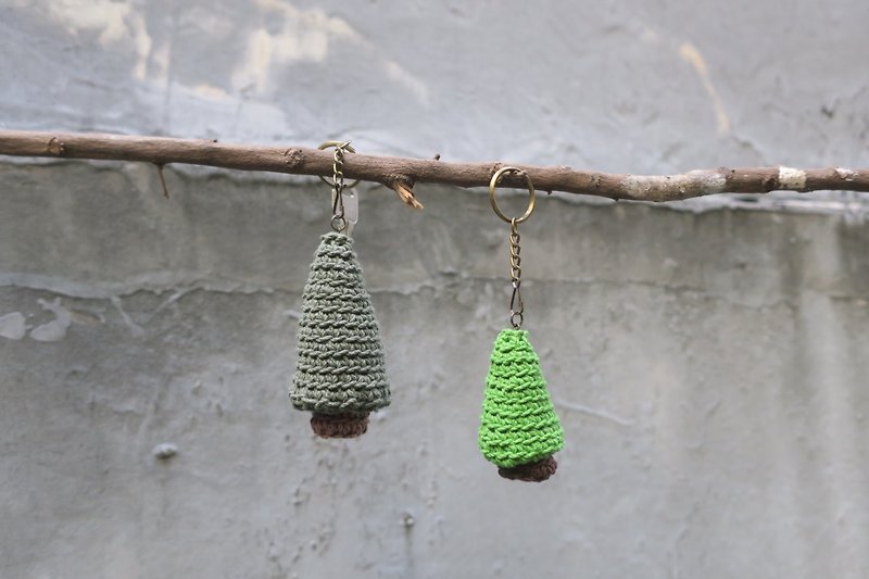 Hand-woven small tree/key ring/charm/decoration/decoration - ที่ห้อยกุญแจ - ผ้าฝ้าย/ผ้าลินิน 