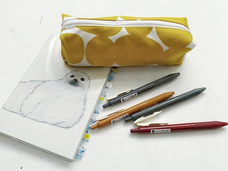 hairmo bubblegum square pencil case/tableware bag-turmeric (2 sizes) - Pencil Cases - Cotton & Hemp Yellow