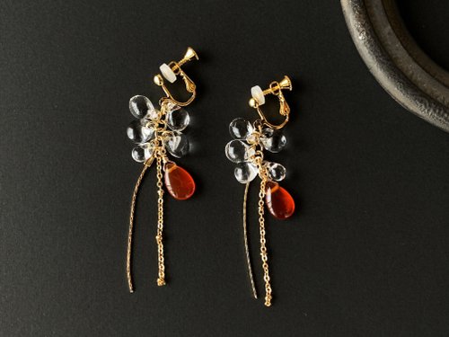 7月の誕生石】カーネリアン・ドロップ・ピアス/イヤリング