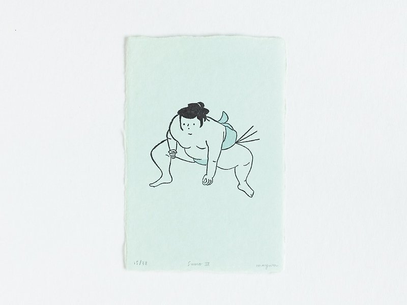Sumo No.4 - Letterpress Print Limited Edition of 38 - 海報/掛畫/掛布 - 紙 綠色
