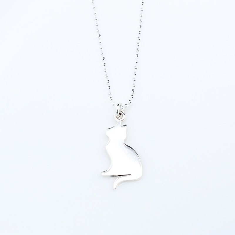 Cat Kitten Meow Meditation s925 sterling silver necklace Valentine's Day gift - Necklaces - Sterling Silver Silver