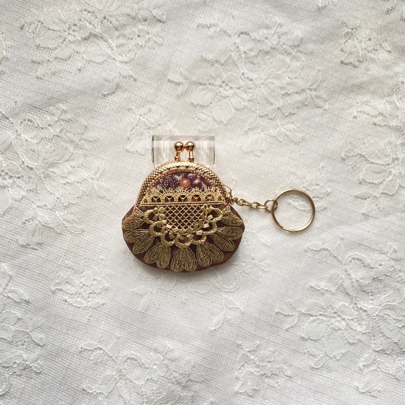 琥珀花影口金包鑰匙圈 - 零錢包/小錢包 - 棉．麻 