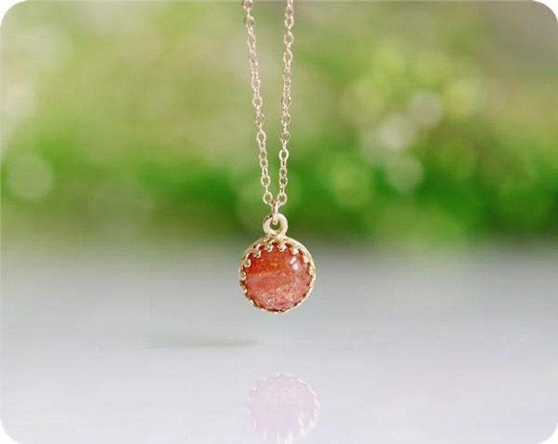 Limited quantity Sparkling sunstone bezel necklace A Stone that creates peace of mind - สร้อยคอ - เครื่องเพชรพลอย สีส้ม